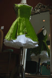 Green Square Neck A-Line Velvet Short Prom Dresses Homecoming Dress HZ1024