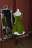 Green Square Neck A-Line Velvet Short Prom Dresses Homecoming Dress HZ1024