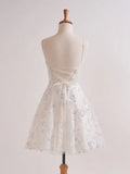 Lavender Spaghetti Straps A-Line Tulle Applique Short Prom Dresses Homecoming Dress with Sequins HZ1024