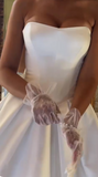 White Strapless Bodycon Satin Short Prom Dresses Homecoming Dress with Bow HZ1024