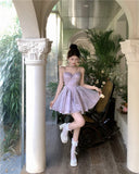 Purple Spaghetti Straps A-Line Short Party Dresses Homecoming Dress HZ1024
