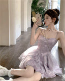 Purple Spaghetti Straps A-Line Short Party Dresses Homecoming Dress HZ1024