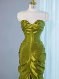 Green Sweetheart Mermaid Satin Long Prom Dresses Formal Evening Gowns HZ1024