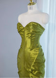 Green Sweetheart Mermaid Satin Long Prom Dresses Formal Evening Gowns HZ1024