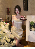 White Off-the-shoulder Bodycon Satin Short Prom Dresses Homecoming Dress HZ1024