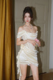 White Off-the-shoulder Bodycon Satin Short Prom Dresses Homecoming Dress HZ1024
