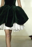 Forest Green Square Neck Velvet A-Line Short Ball Gowns Elegant Homecoming Dress HZ1024