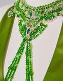 Green V-neck Sheath Satin Long Prom Dresses Formal Evening Gowns with Beading HZ1024