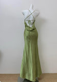 Olive Green Spaghetti Straps Mermaid Satin Long Prom Dresses Formal Evening Gowns With Backless HZ1024