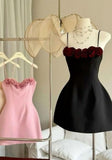 Spaghetti Straps A-Line Satin Prom Dresses Short Party Dress with Applique HZ1024