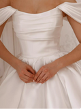 White Off-Shoulder A-Line Satin Short Party Dresses Homecoming Dress HZ1024