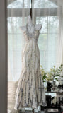 White Halter Neck A-Line Chiffon Sequin Long Prom Dresses Formal Evening Gowns HZ1024