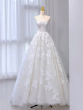 Tulle Lace Beige Long Prom Dress, Beige Long Formal Dress HZ1024