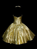 Gold Sweetheart Neck A-Line Homecoming Dress Satin Beaded Short Prom Dresses HZ1024