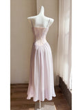 Light Purple Spaghetti Strap A-Line Chiffon Long Prom Dresses Formal Evening Gowns with Lace Appliques HZ1024
