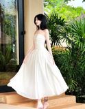 White Strapless A-Line Chiffon Long Prom Dresses Birthday Evening Gowns HZ1024