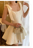 Light Apricot Square Neck Satin A-Line Short Prom Dresses Homecoming Dresses HZ1024