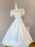 White Square Neck A-Line Lace Applique Party Dresses Birthday Evening Gowns HZ1024