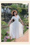 White Square Neck A-Line Lace Applique Party Dresses Birthday Evening Gowns HZ1024