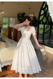 White Square Neck A-Line Lace Applique Party Dresses Birthday Evening Gowns HZ1024