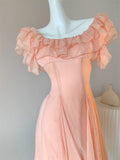 Orange Pink Off-Shoulder A-Line Chiffon Party Dresses HZ1024