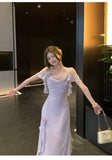 Light Purple Straps A-Line Chiffon Ruffle Party Dresses HZ1024