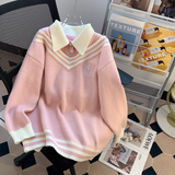 style fake two piece polo neck Women's long sleeve sweater HZ1024