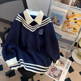 style fake two piece polo neck Women's long sleeve sweater HZ1024
