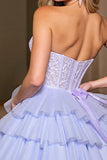 Lavender Sweetheart A-Line Tulle Lace Short Prom Dresses Homecoming Dresses HZ1024