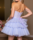 Lavender Sweetheart A-Line Tulle Lace Short Prom Dresses Homecoming Dresses HZ1024