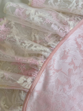 Pink Spaghetti Straps A-Line Satin Jacquard Lace Short Prom Dresses Homecoming Dresses with Beading HZ1024