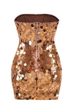 Gold Strapless Bodycon Sequin Short Party Dresses Homecoming Dresses HZ1024
