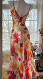 Spaghetti Straps Sheath Print Chiffon Prom Dresses Formal Evening Gowns HZ1024