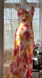 Spaghetti Straps Sheath Print Chiffon Prom Dresses Formal Evening Gowns HZ1024
