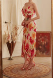 Spaghetti Straps Sheath Print Chiffon Prom Dresses Formal Evening Gowns HZ1024