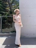 Apricot Spaghetti Straps Mermaid Satin Party Dress HZ1024
