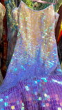 Gold Spaghetti Straps Sheath Sequin Long Prom Dresses Formal Evening Gowns HZ1024