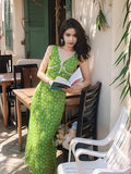 retro V-neck floral dress HZ1024