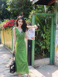 retro V-neck floral dress HZ1024