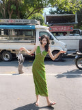 retro V-neck floral dress HZ1024