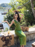 retro V-neck floral dress HZ1024