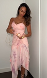Spaghetti Straps Sheath Chiffon Beaded Short Prom Dresses Blush Pink Evening Gowns HZ1024