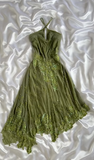Green Halter Sheath Chiffon Beaded Short Prom Dresses with Appliques Vintage Party Dress HZ1024