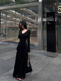 style V-neck long-sleeved knitted dress HZ1024