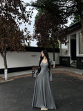 style V-neck long-sleeved knitted dress HZ1024