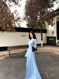 style V-neck long-sleeved knitted dress HZ1024