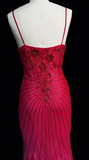 Hot Pink Spaghetti Straps Mermaid Beaded Chiffon Long Prom Dresses Elegant Evening Gowns HZ1024