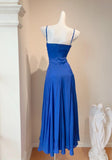 Royal Blue Spaghetti Straps Chiffon A-Line Chiffon Long Prom Dresses Party Dress HZ1024