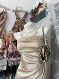 Champagne Strapless Mermaid Satin Short Prom Dresses Party Dress HZ1024