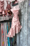 Champagne Strapless Mermaid Satin Short Prom Dresses Party Dress HZ1024